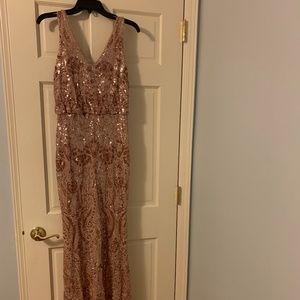 Betsy & Adam Rose Gold Maxi Dress